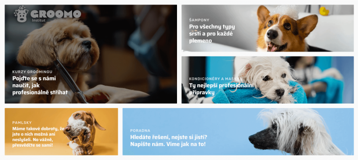 GROOMO.cz - kategorie e-shopu: šampony, kondicionéry, pamlsky, poradna a kurzy groomingu