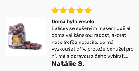 Zákaznická recenze sušeného masa na GROOMO.cz - Natálie S., 5 hvězd